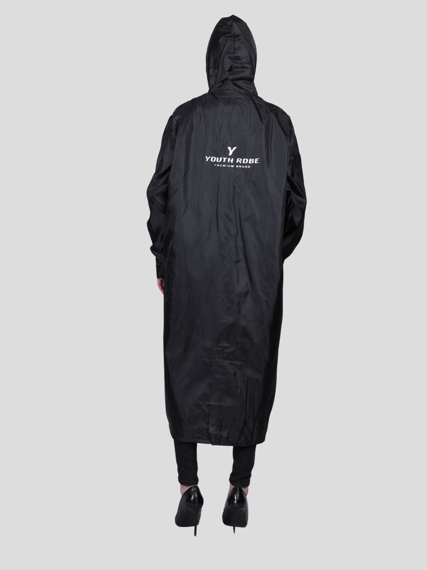 YOUTH ROBE Women's Long Raincoat (Black)