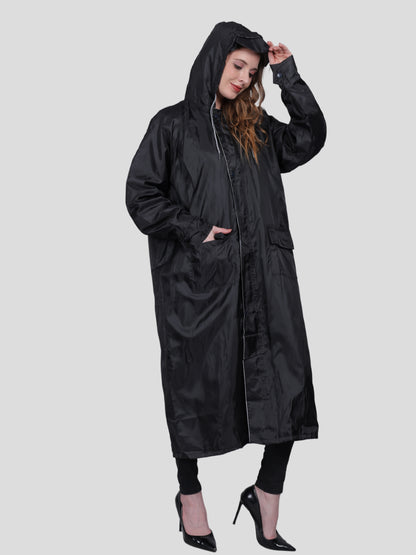 YOUTH ROBE Women's Long Raincoat (Black)