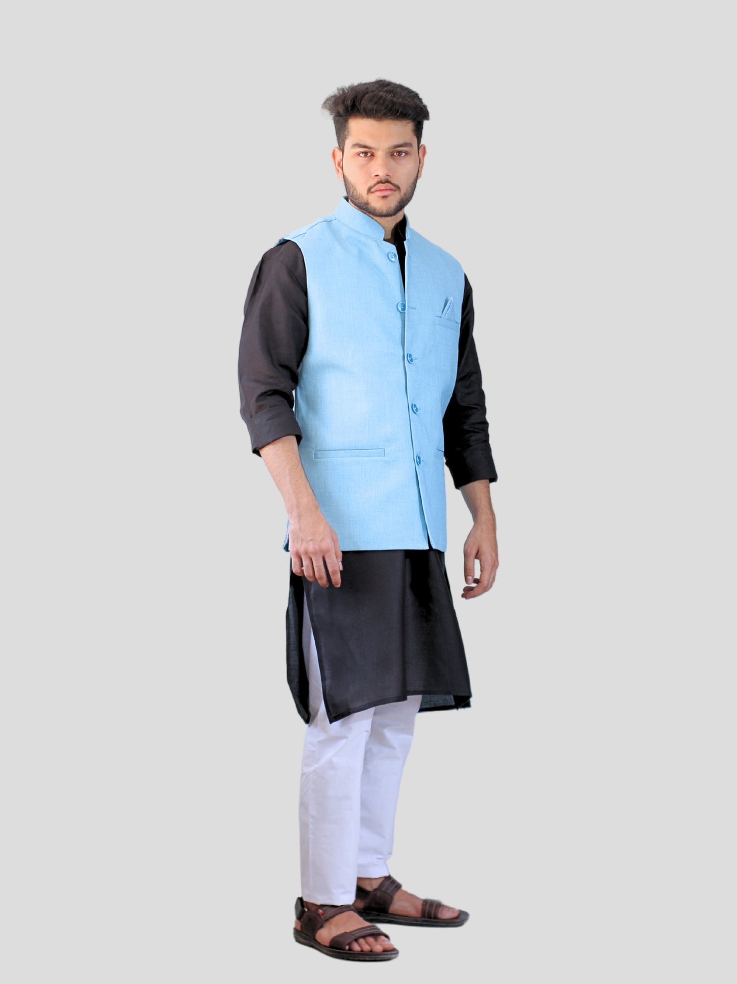 Youth Robe Men's Kurta Pajama with Modi Jacket (Sky Blue)