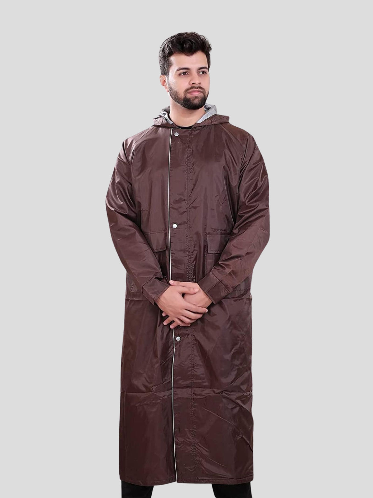 Men's Long Raincoat (Brown)