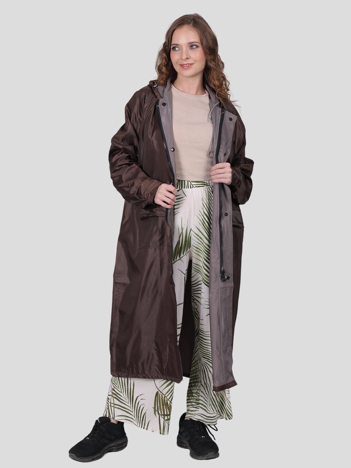 Women's Long Raincoat (Brown)