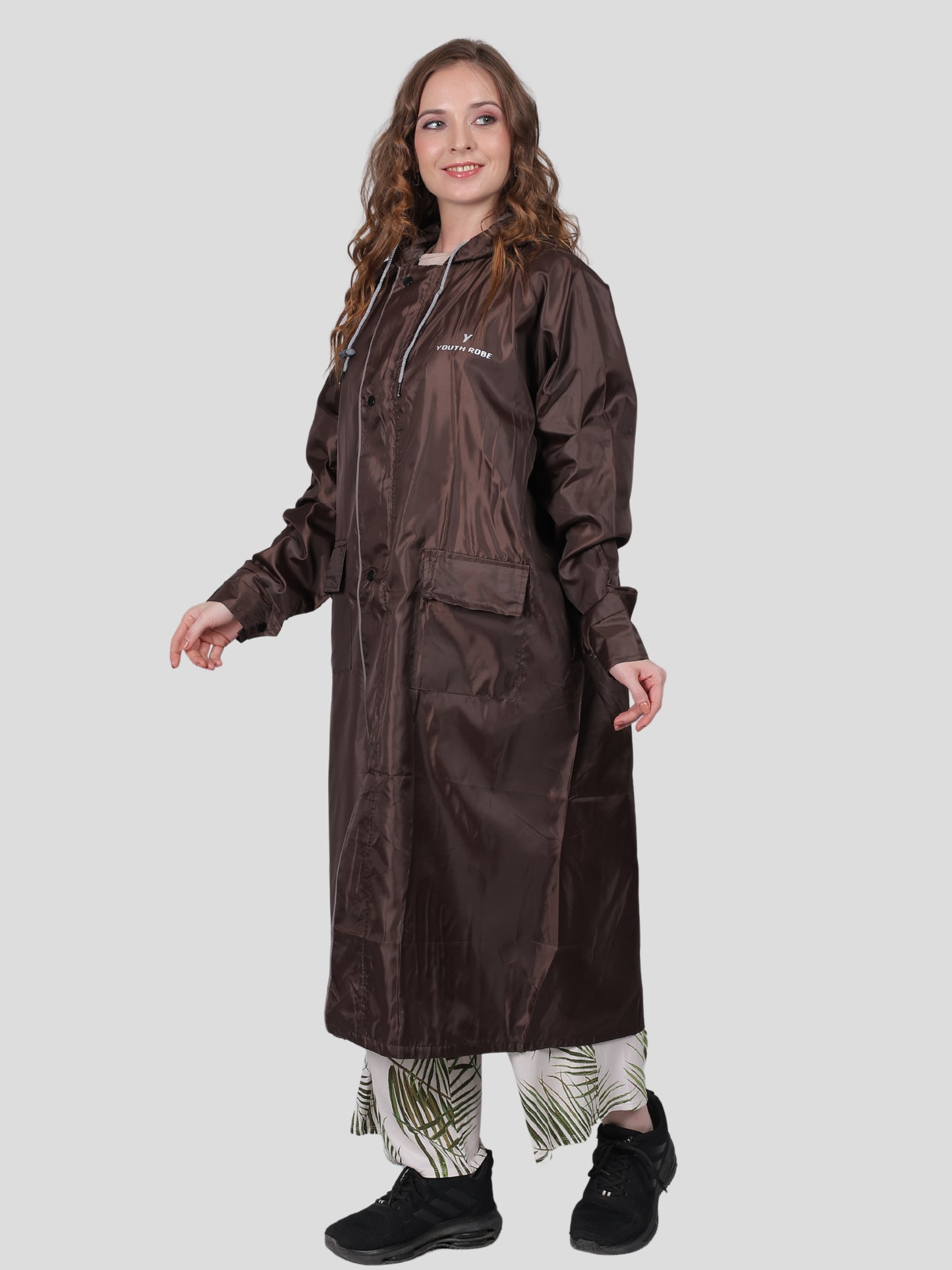 Youth Robe Women's Long Raincoat (Brown)