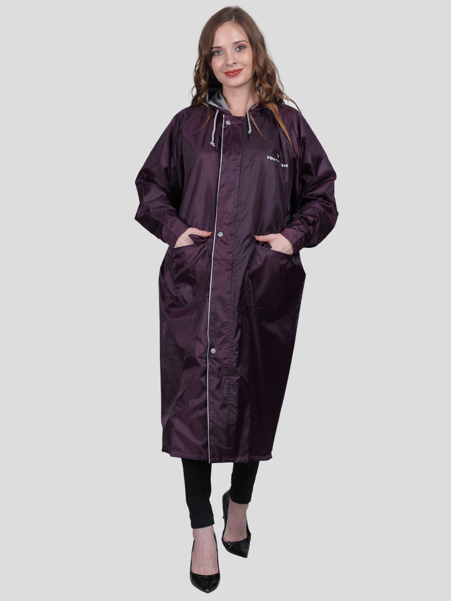 Youth Robe Women's Long Raincoat (Purple)