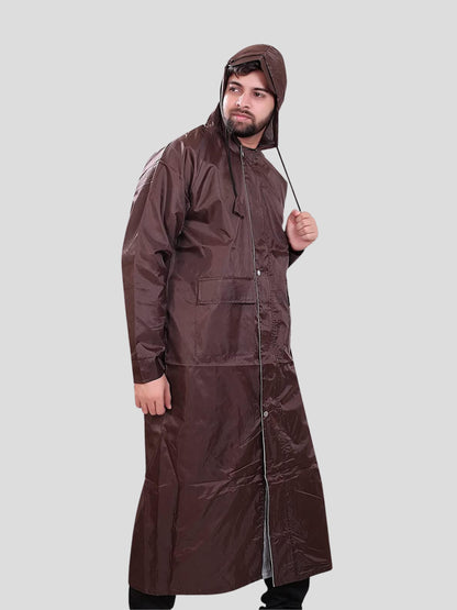 YOUTH ROBE Men's Long Raincoat (Brown)