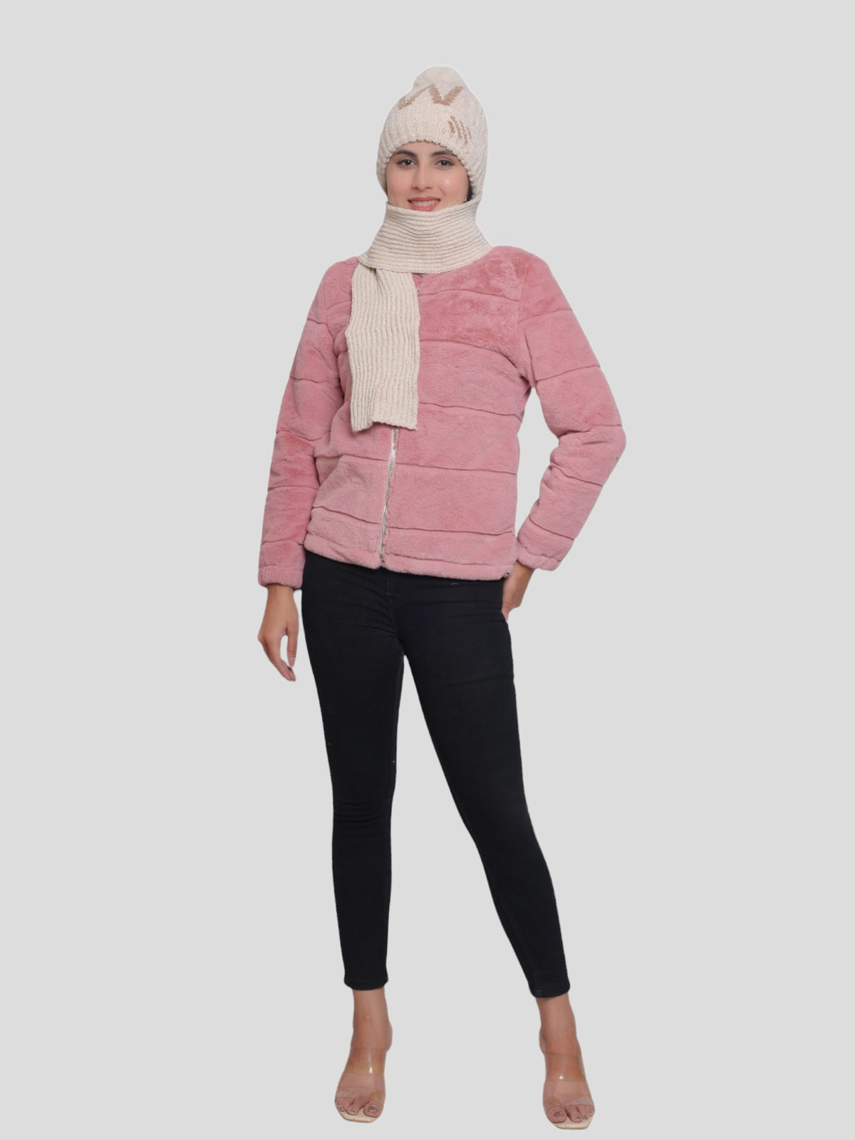 Women's Cap with Muffler (Beige)