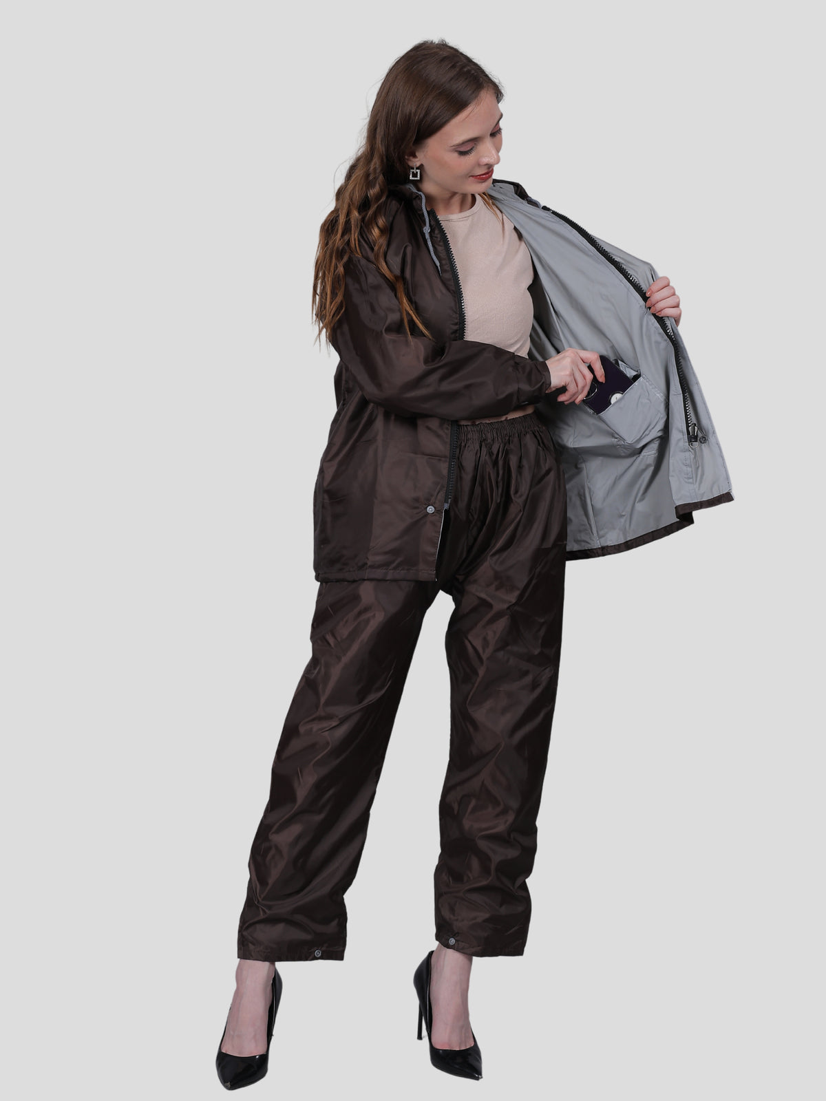 Women's Raincoat Set (Brown)