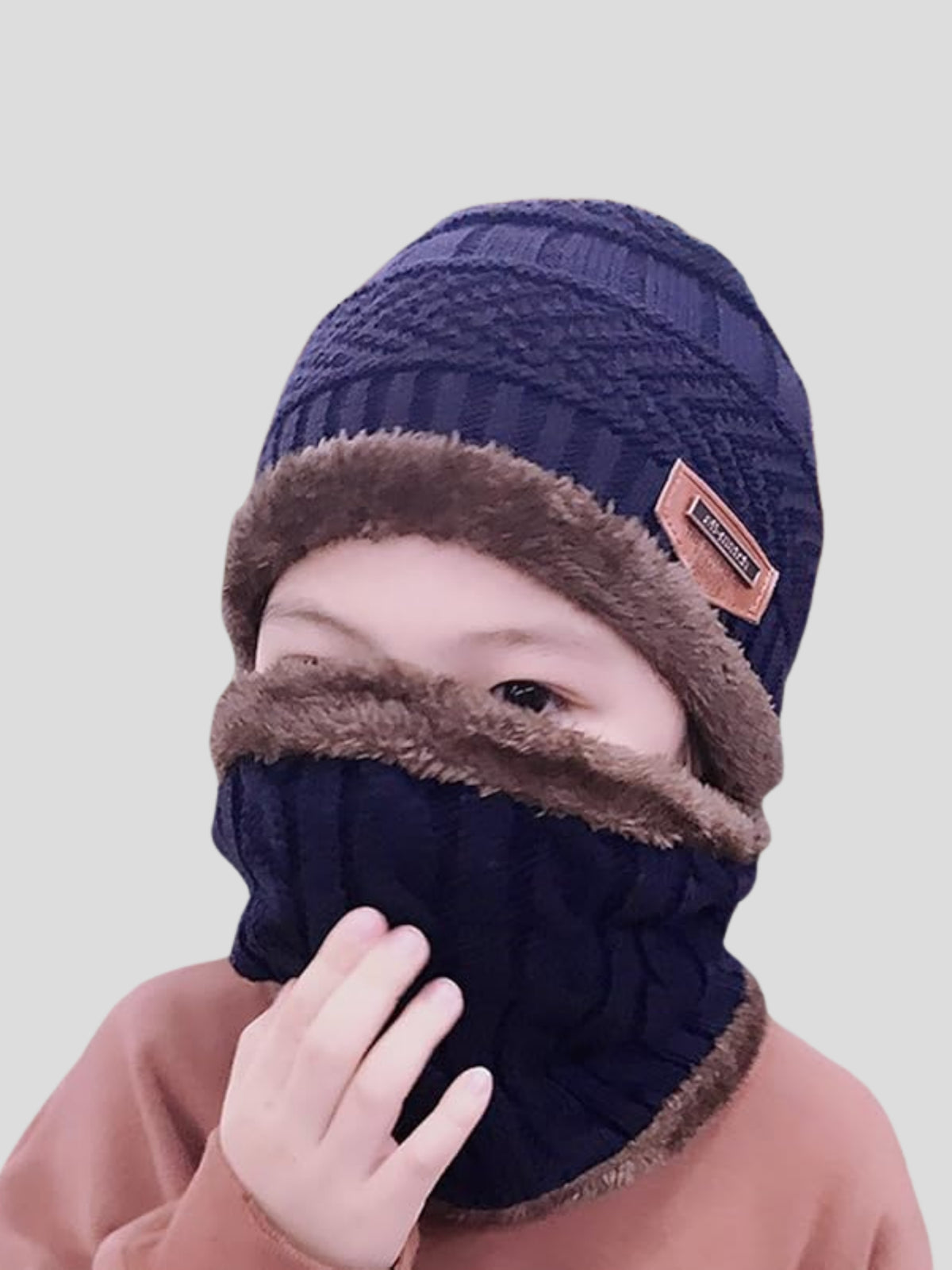 Kid's Cap with Round Neck Muffler (Blue)