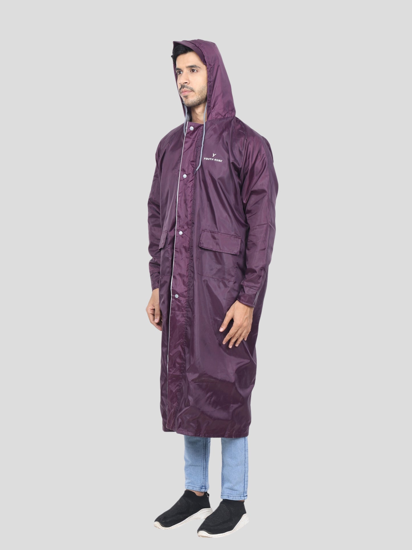 YOUTH ROBE Men's Long Raincoat (Purple)