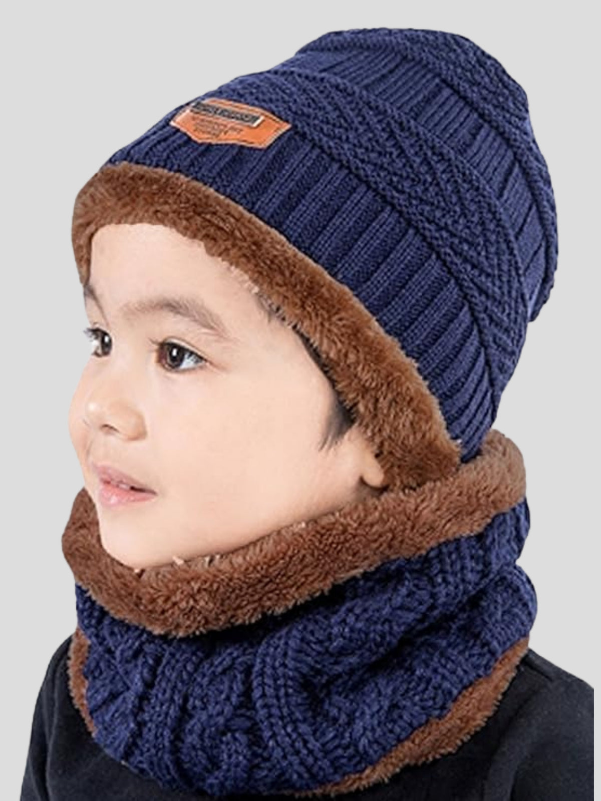 Kid's Cap with Round Neck Muffler (Blue)