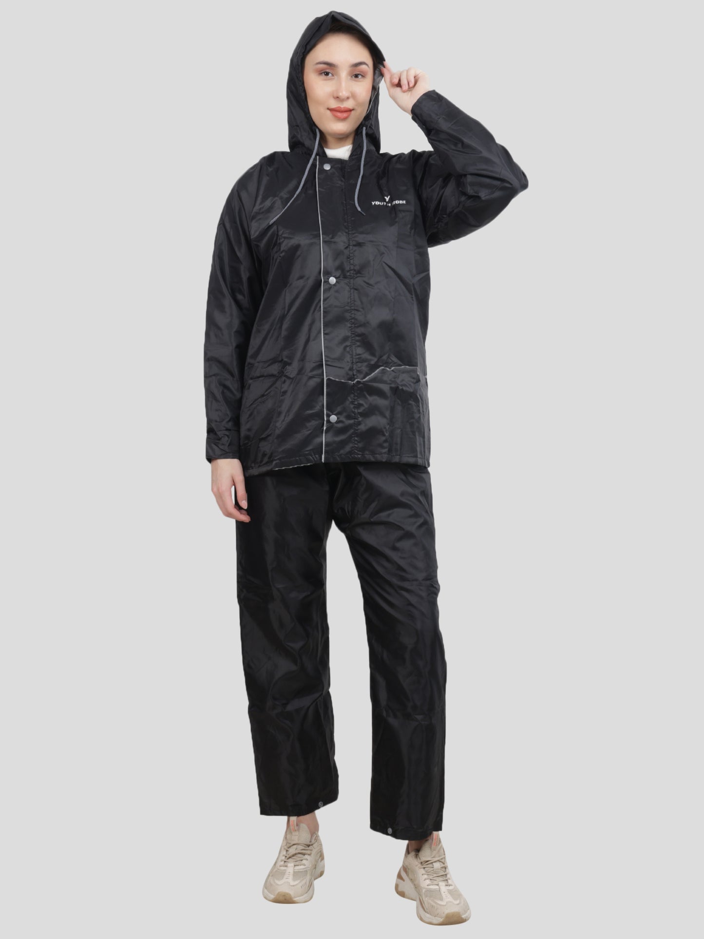 Youth Robe Women's Raincoat Set (Black)