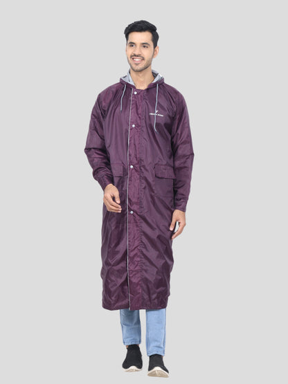 YOUTH ROBE Men's Long Raincoat (Purple)