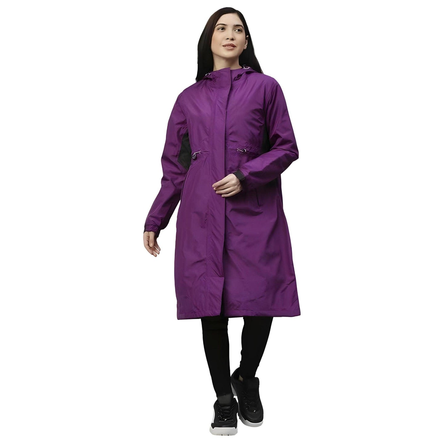 YOUTH ROBE Women's Knee-length Solid Raincoat (Dark Purple) - YOUTH ROBE