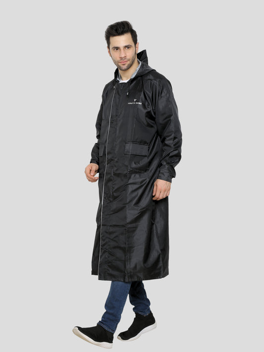 YOUTH ROBE Men's Long Raincoat (Black)