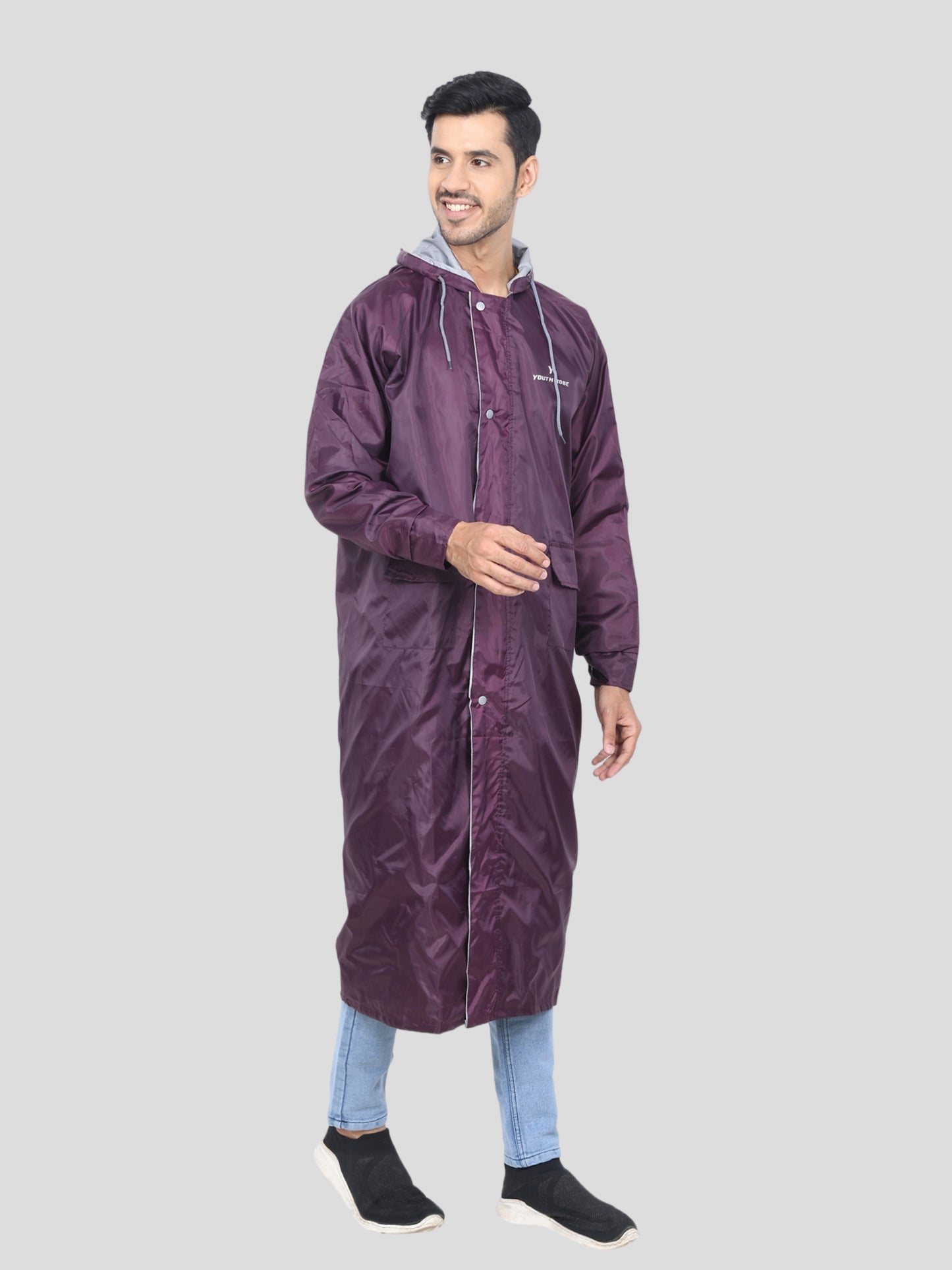 YOUTH ROBE Men's Long Raincoat (Purple)