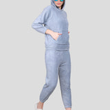 Crop Hoodie Co-Ord Set for Women (Light Blue)