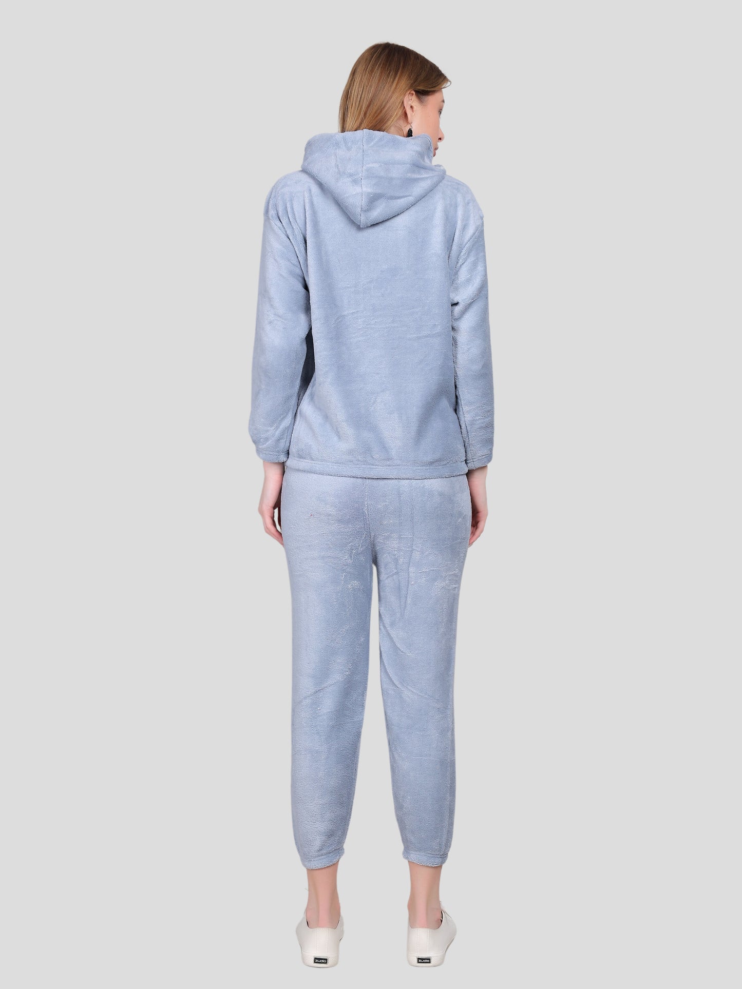 YOUTH ROBE Crop Hoody Co-ord Set for Women (Light Blue)