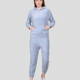 Crop Hoodie Co-Ord Set for Women (Light Blue)