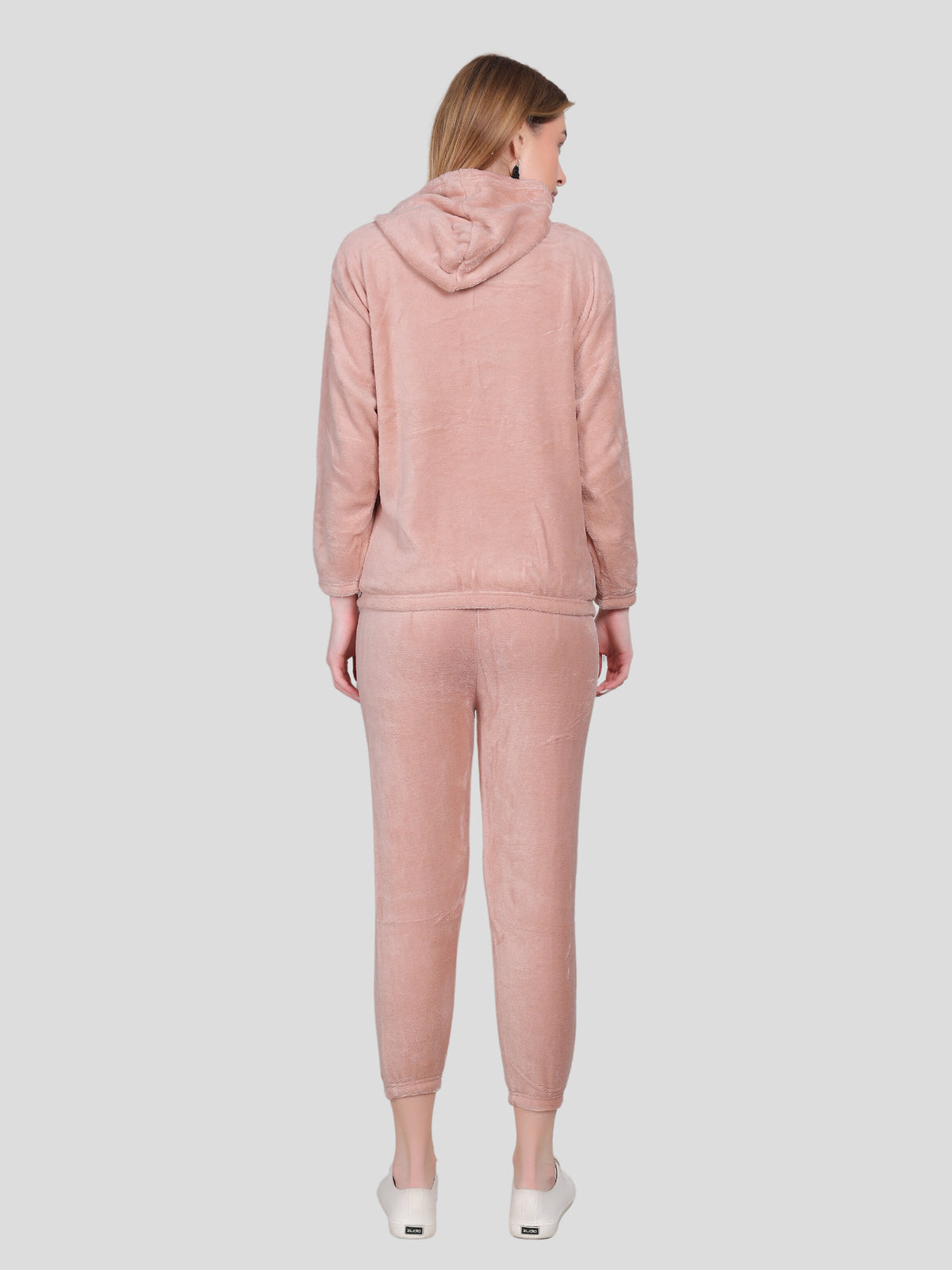 Crop Hoodie Co-Ord Set for Women (Peach)