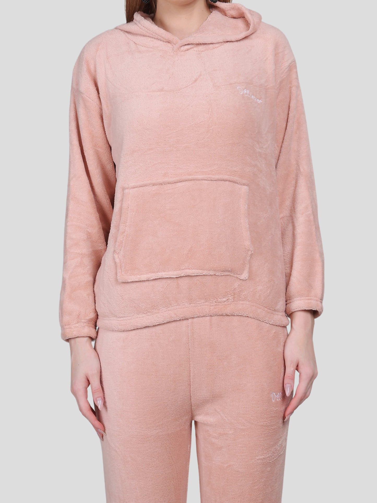 YOUTH ROBE Crop Hoody Co-ord Set for Women (Peach)