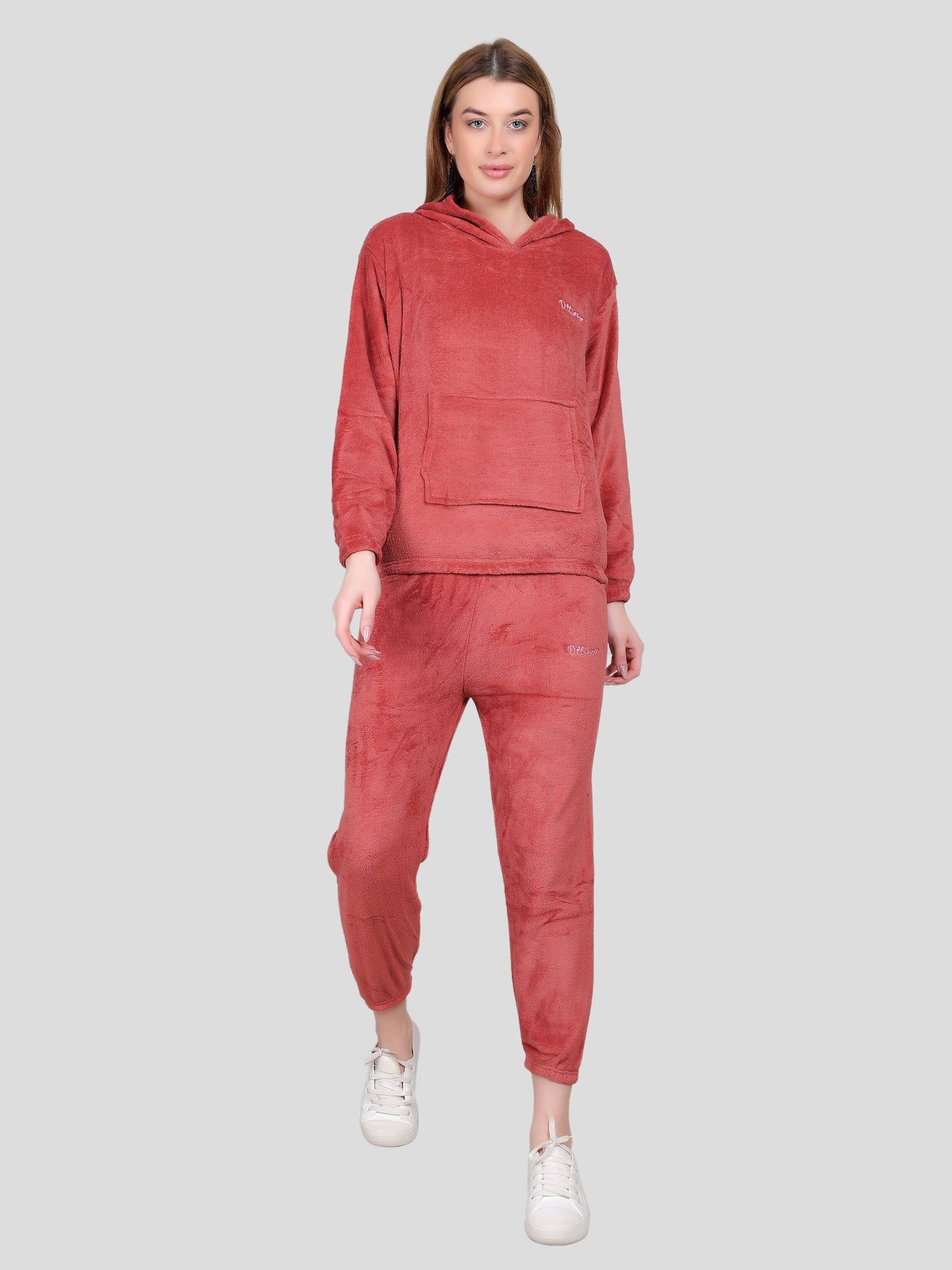 YOUTH ROBE Crop Hoody Co-ord Set for Women (Red)