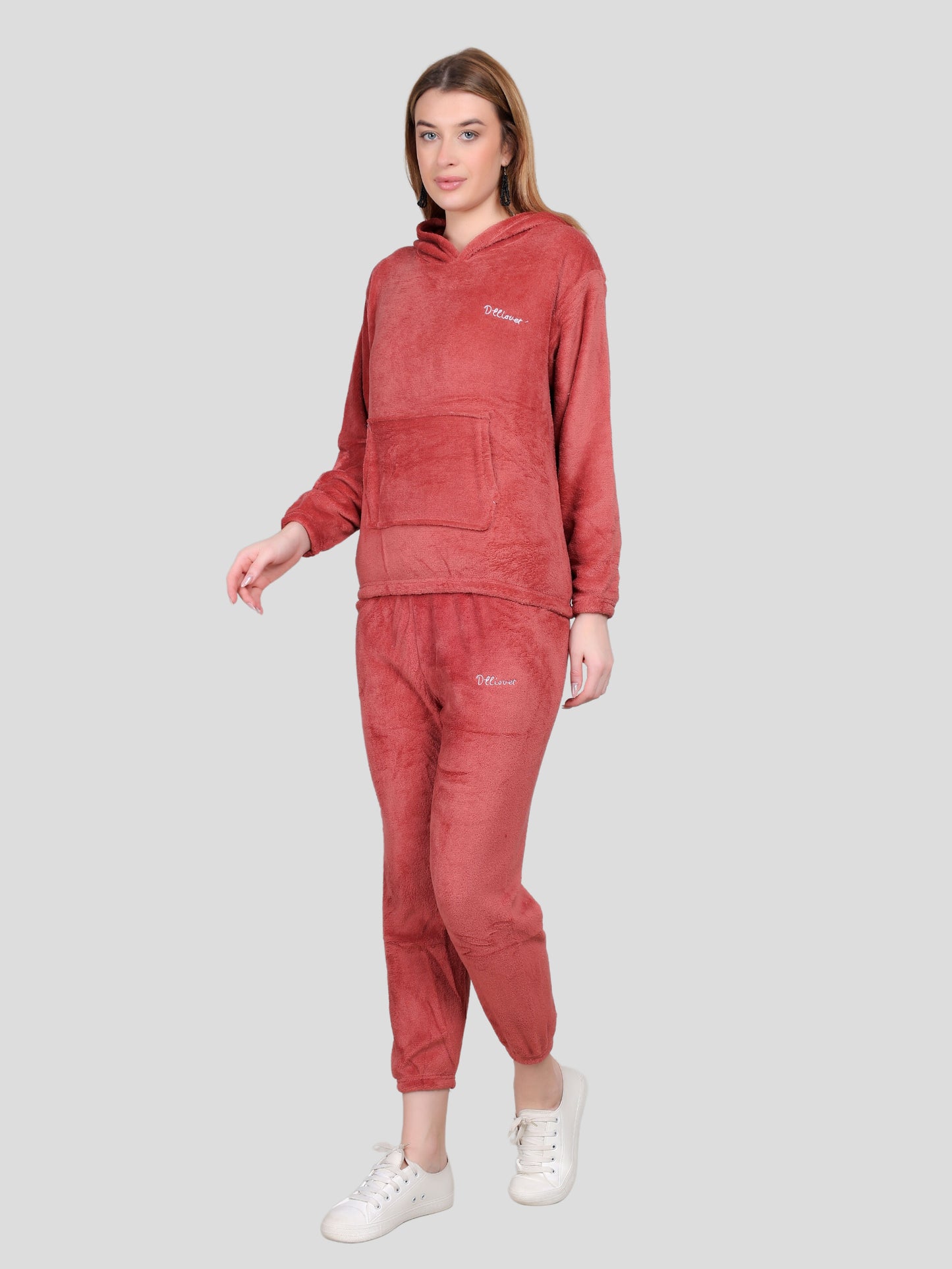 YOUTH ROBE Crop Hoody Co-ord Set for Women (Red)