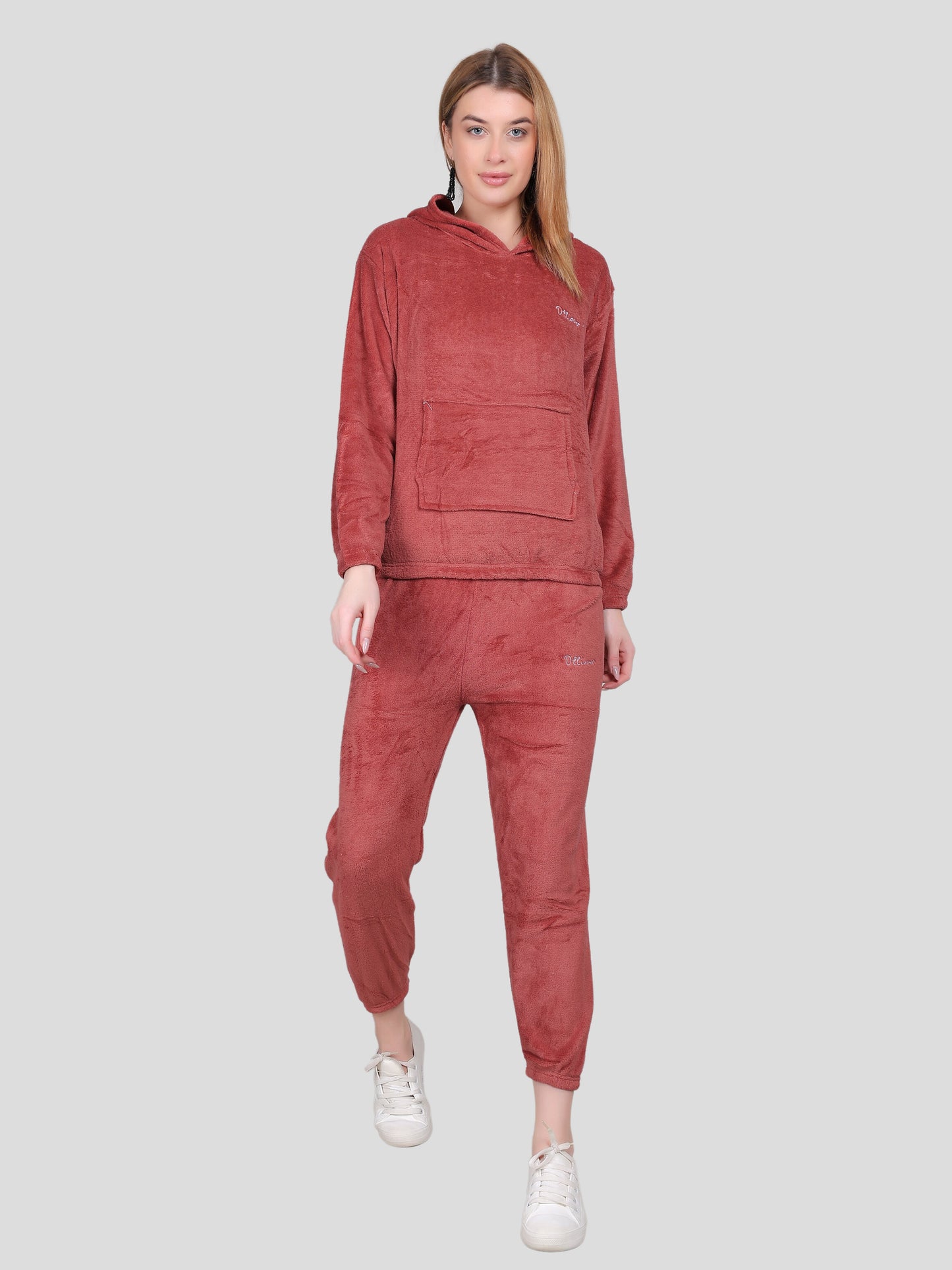 YOUTH ROBE Crop Hoody Co-ord Set for Women (Red)