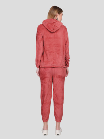 YOUTH ROBE Crop Hoody Co-ord Set for Women (Red)