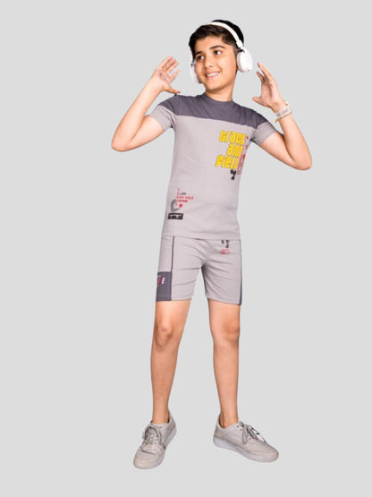 YOUTH ROBE  Kids Multi Color Co-Ord Set (Dark Grey and Light grey)