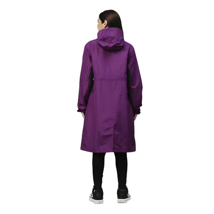 YOUTH ROBE Women's Knee-length Solid Raincoat (Dark Purple) - YOUTH ROBE