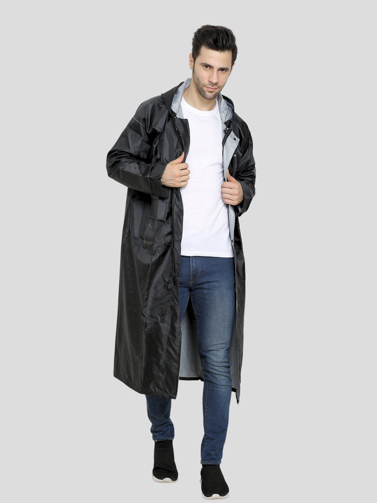 Men's Long Raincoat (Black)