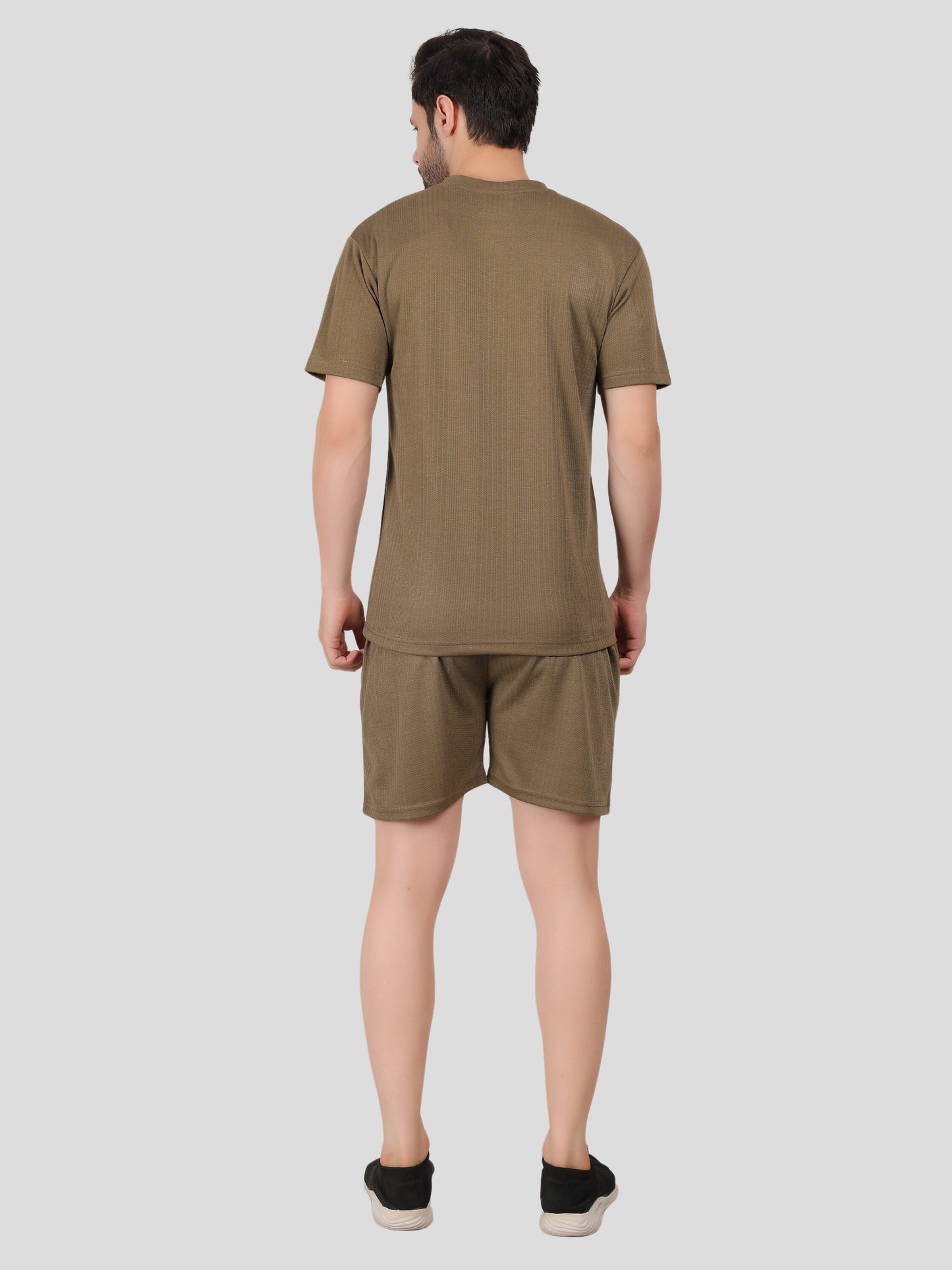 YOUTH ROBE Men's Co-Ord Set, Knitted T-Shirt and Short  (Sage Green)