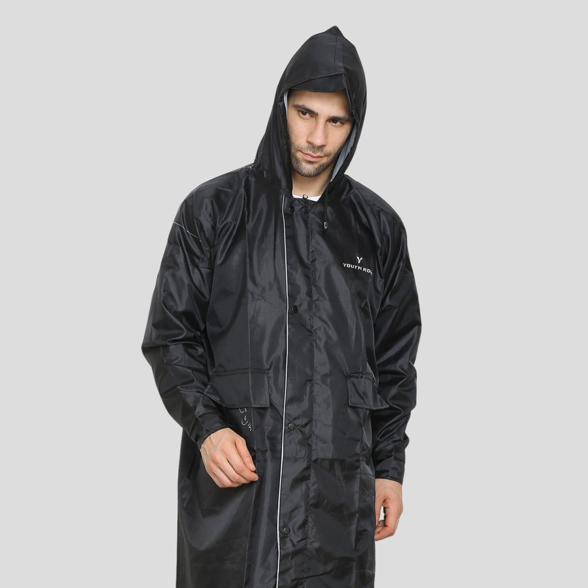 Men's Long Raincoat (Black)