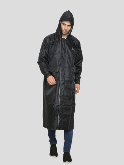 Men's Black Long Raincoat