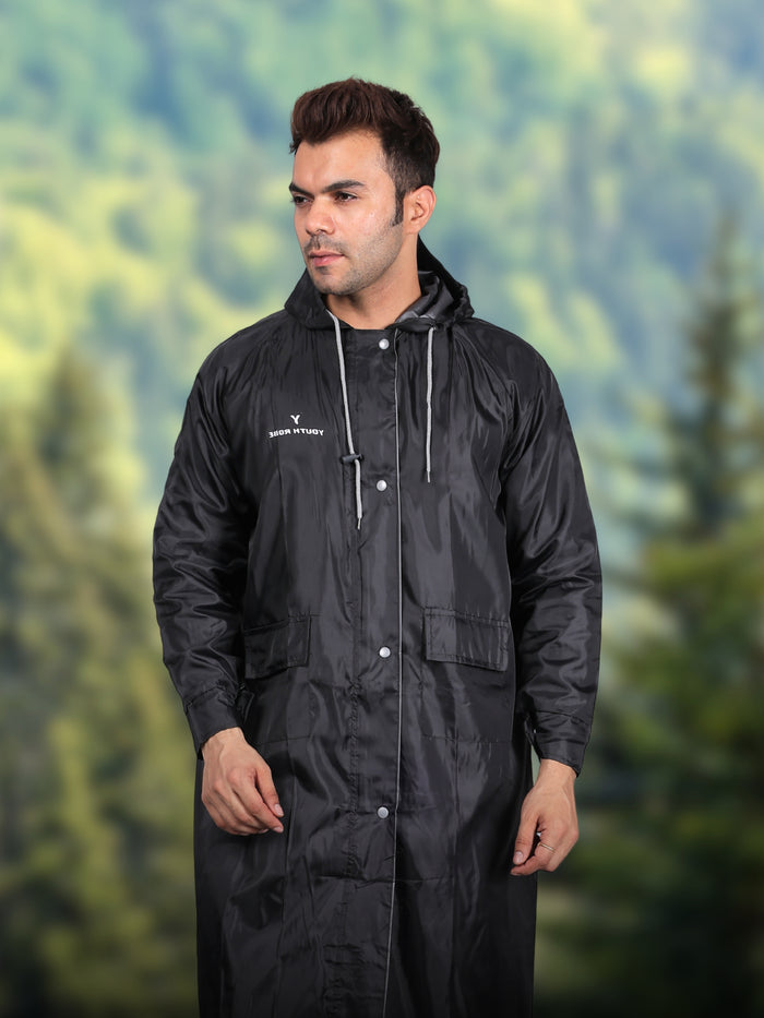 Men's Long Raincoat (Black)