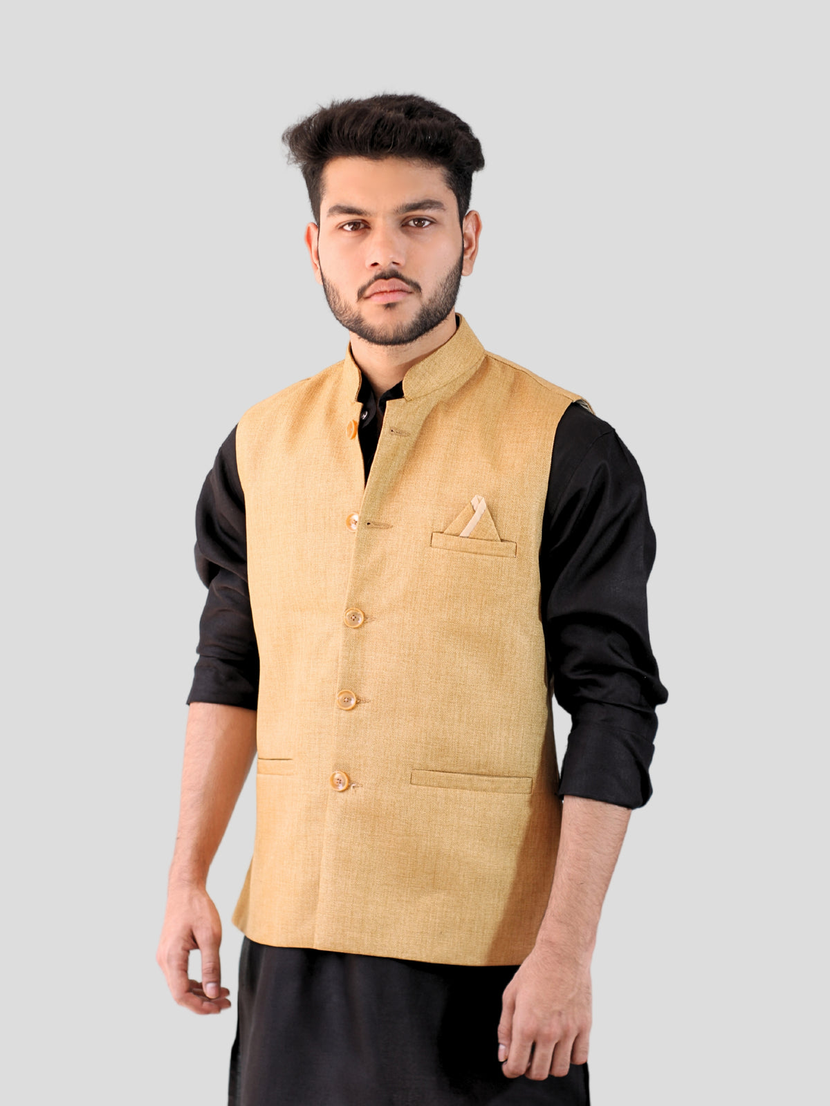 Men's Kurta Pajama with Modi Jacket (Golden)