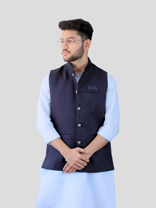 Men's Kurta Pajama with Modi Jacket (Navy Blue)