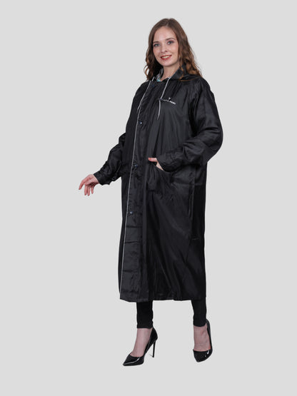 YOUTH ROBE Women's Long Raincoat (Black)