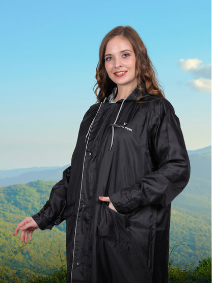 YOUTH ROBE Women's Long Raincoat (Black)