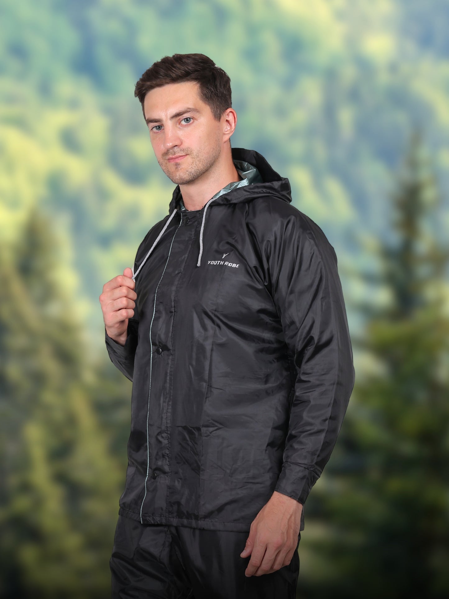 Youth Robe Men's Raincoat Set (Black)