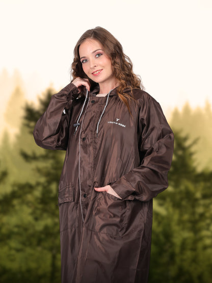 Youth Robe Women's Long Raincoat (Brown)