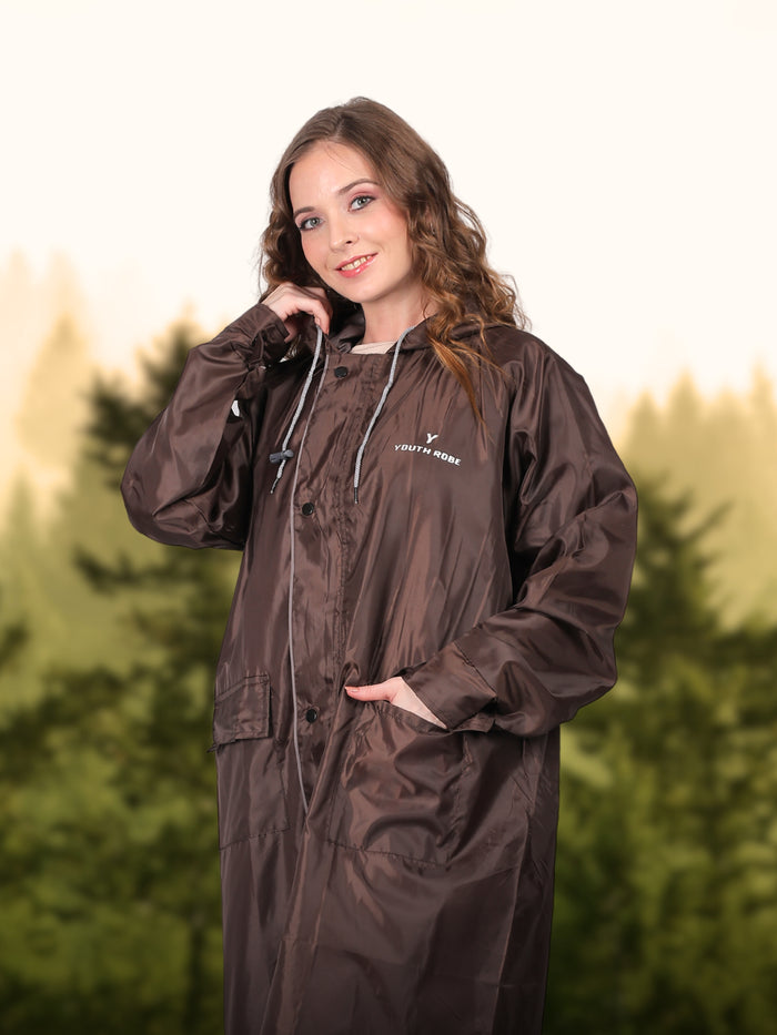 Women's Long Raincoat (Brown)