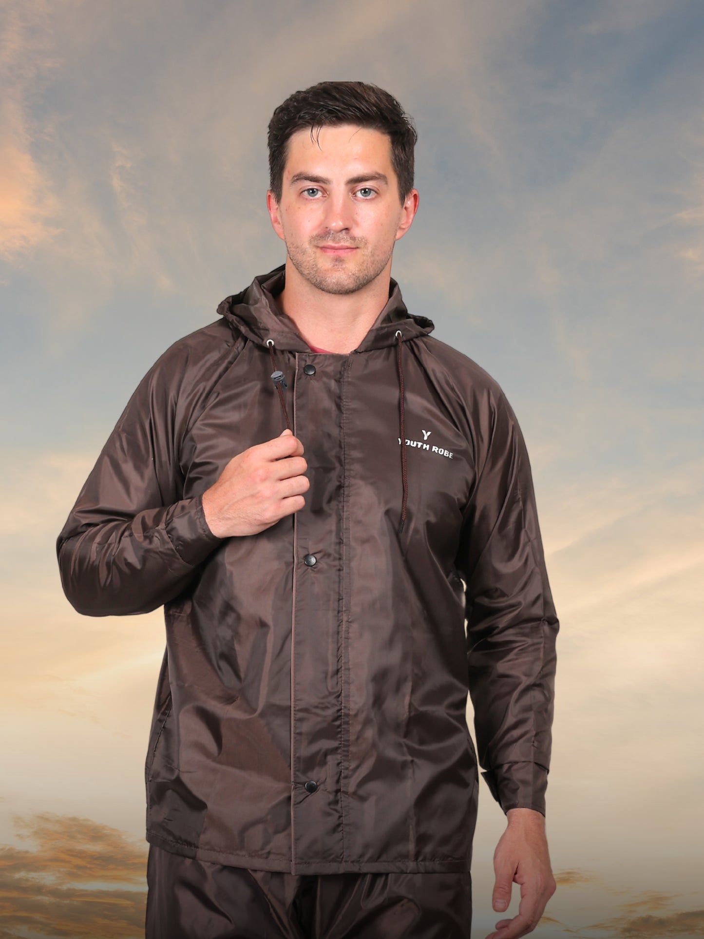 Youth Robe Men's Raincoat Set (Brown)