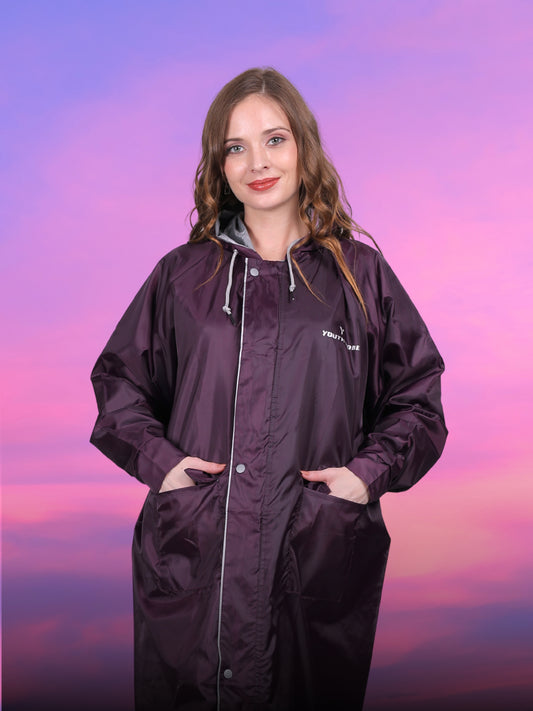 Youth Robe Women's Long Raincoat (Purple)